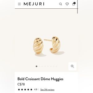 Mejuri Bold Croissant Dôme Huggie earrings, gold vermeil